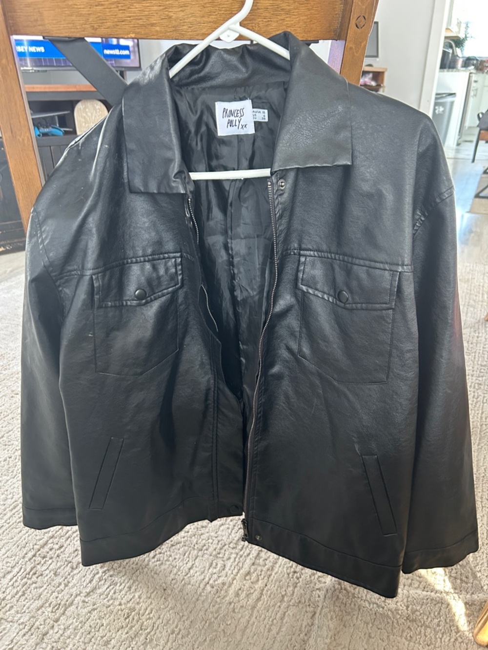 Princess Polly Black Faux Leather Zip Jacket